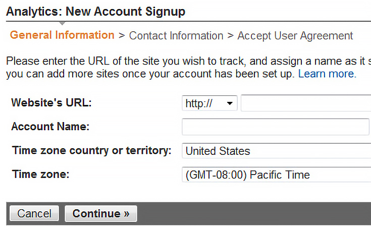 Sign up for Google Analytics